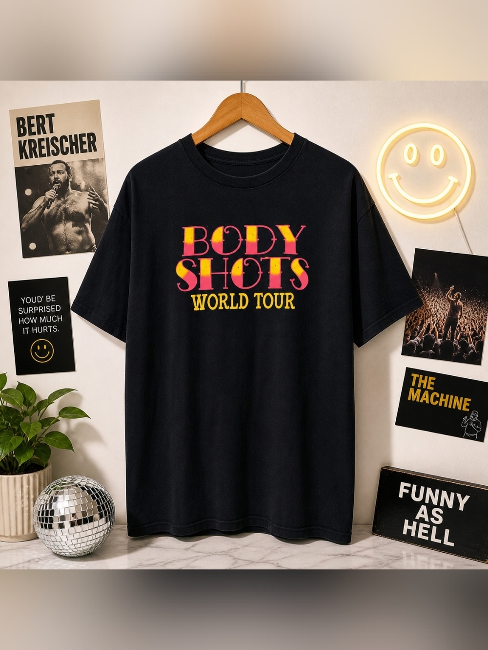 Bert Kreischer Body Shots‎ World Tour Graphic T-Shirt Mens Tee